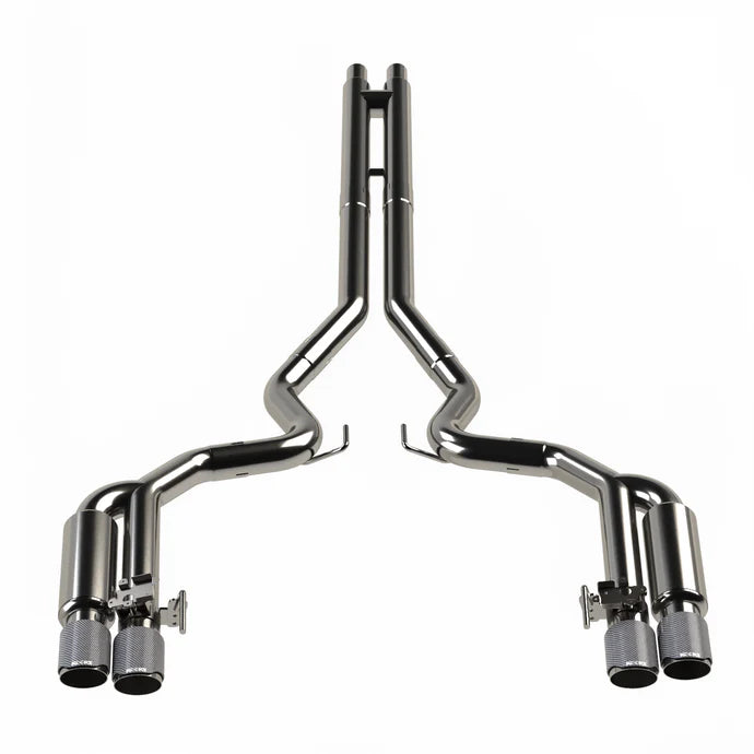 Kooks 11514520 active shotgun valved cat-back exhaust with carbon tips for 2018-2026 Ford Mustang GT 5.0L