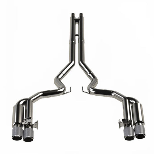 Kooks 11514520 active shotgun valved cat-back exhaust with carbon tips for 2018-2026 Ford Mustang GT 5.0L