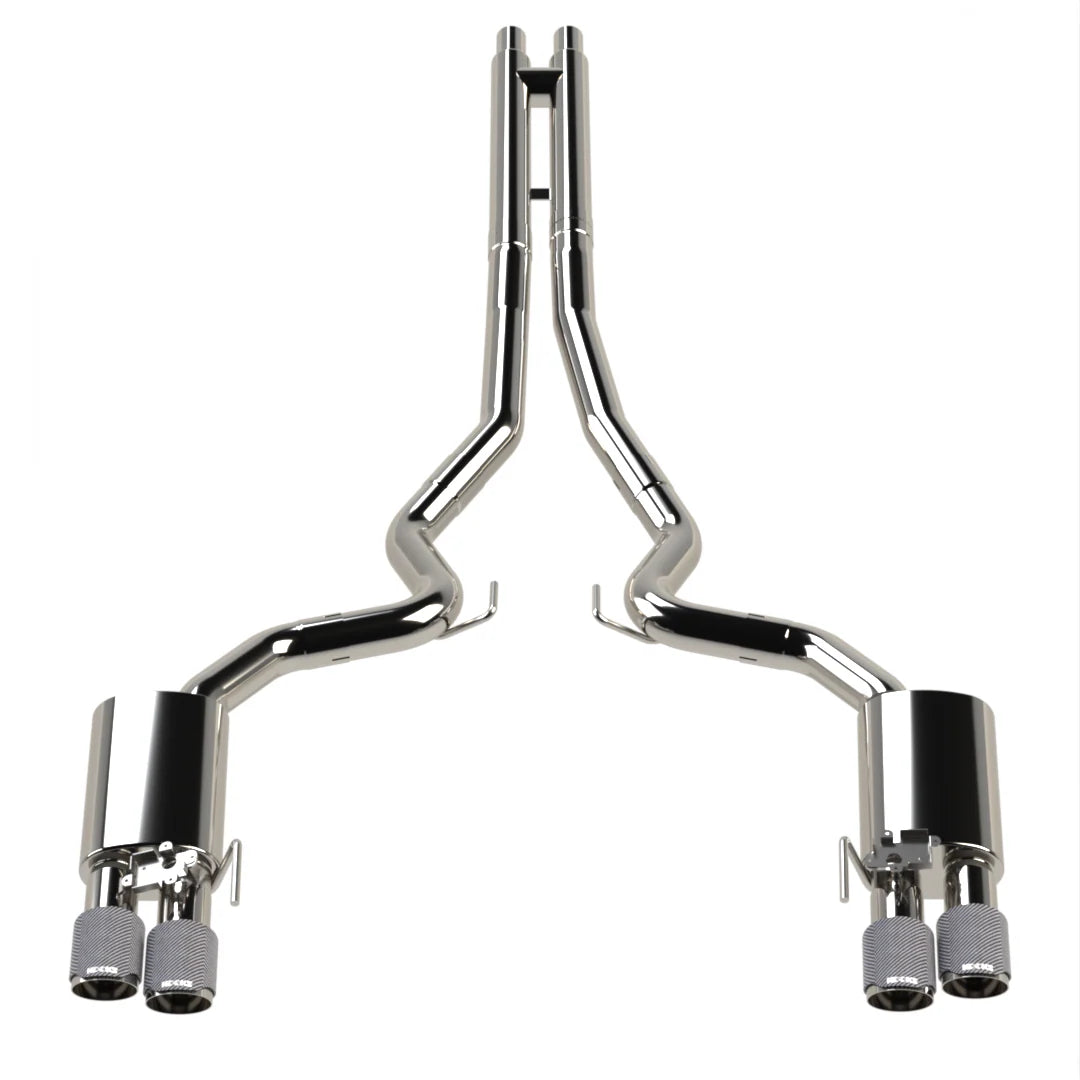 Kooks 11514570 active touring valved cat-back exhaust with carbon fiber tips for 2018-2026 Ford Mustang GT 5.0L