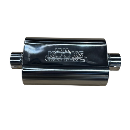 Kooks KO250-12-CI 2.5 inch oval clamp-on center center stainless steel muffler 12 inch body universal