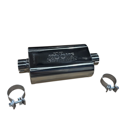 Kooks KO250-12-CI 2.5 inch oval clamp-on center center stainless steel muffler 12 inch body universal