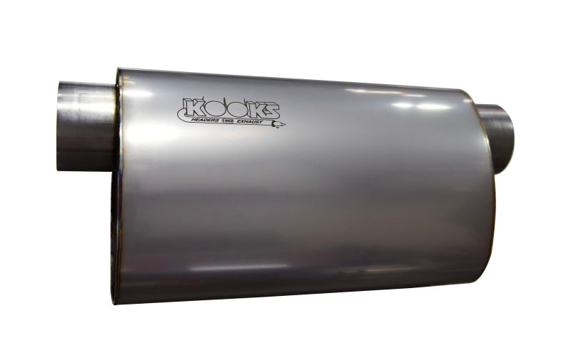 Kooks MUF-014 3 inch oval offset inlet offset outlet stainless steel muffler 14 inch body universal