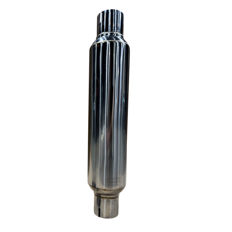 Kooks R250-14-CI 2.5 inch round clamp-in polished stainless steel muffler 14 inch body universal