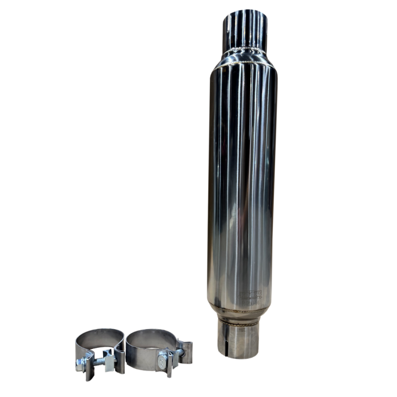 Kooks R250-14-CI 2.5 inch round clamp-in polished stainless steel muffler 14 inch body universal