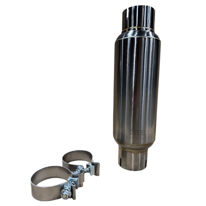 Kooks R300-10-CI 3 inch round clamp-in polished stainless steel muffler 10 inch body universal