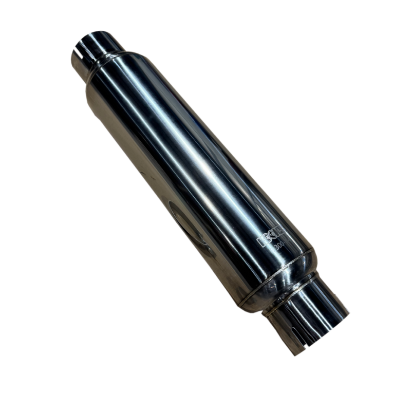 Kooks R300-14-CI 3 inch round clamp-in polished stainless steel muffler 14 inch body universal