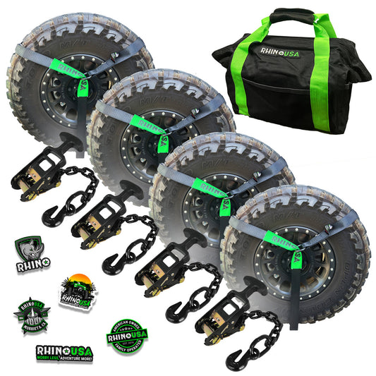 Rhino USA Lasso Straps; Basket Straps - Black - Snap Hook