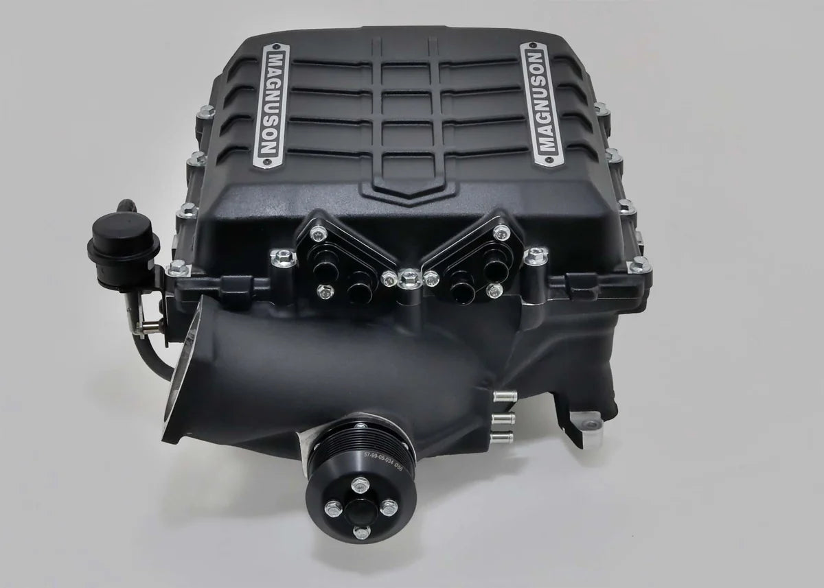 Black engine block with 'Magnuson' branding on a gray background