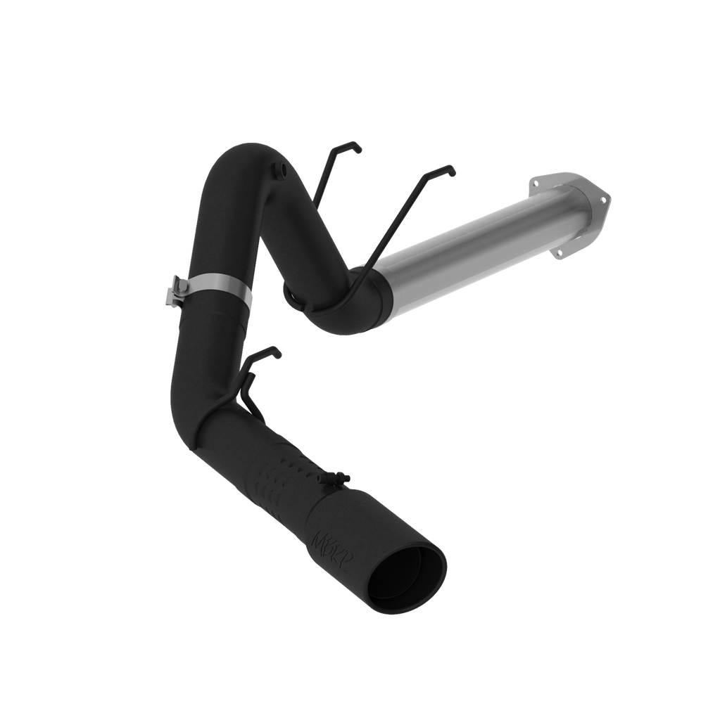 MBRP S6289BLK 4-Inch DPF-Back Exhaust for 2017-2024 Ford F-250/F-350/F-450, Black-Coated Aluminized Steel, Tour Profile, Single Side Exit.