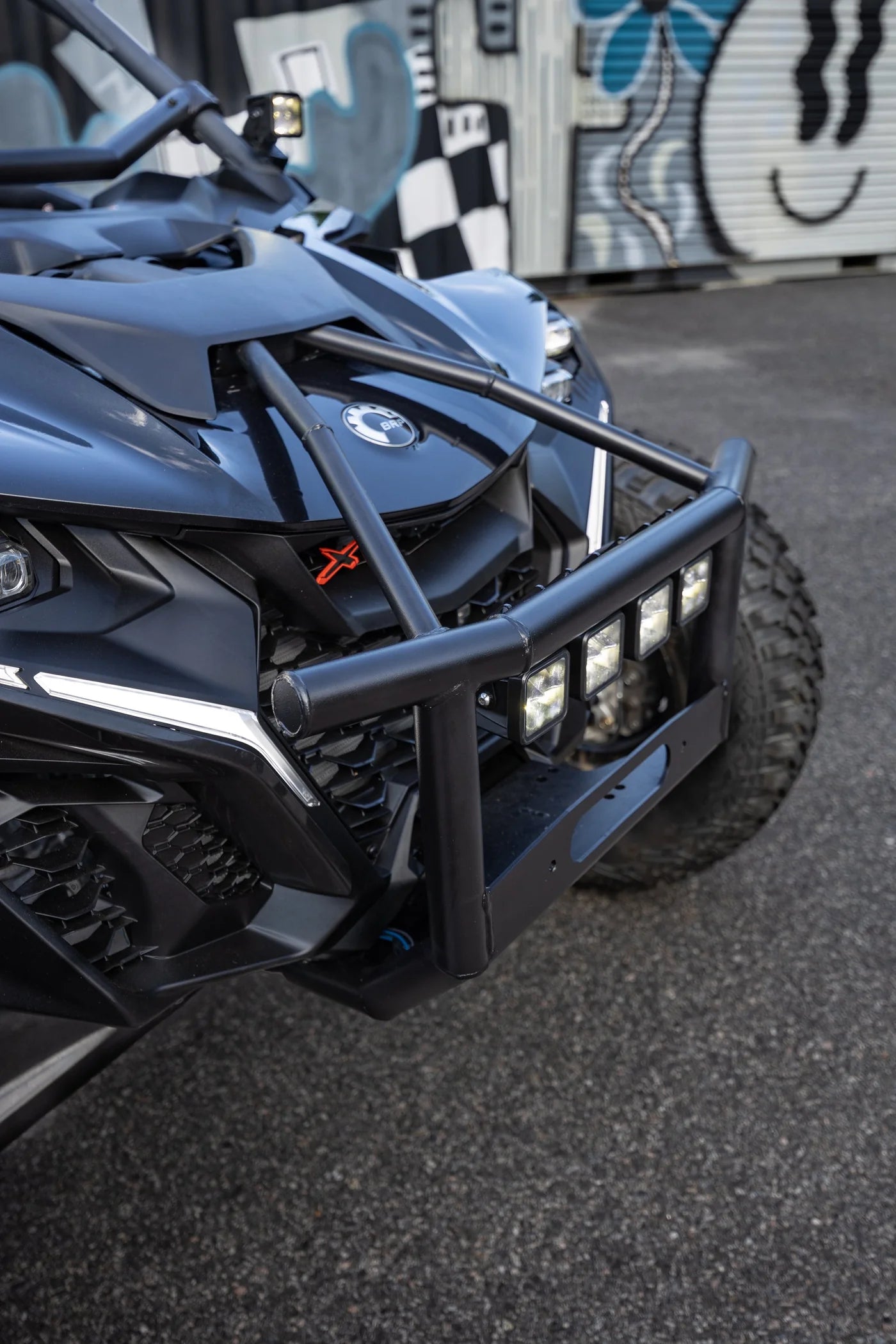 MBRP AC-9219-12 black-coated steel front race bumper for 2024-2026 Can-Am Maverick R