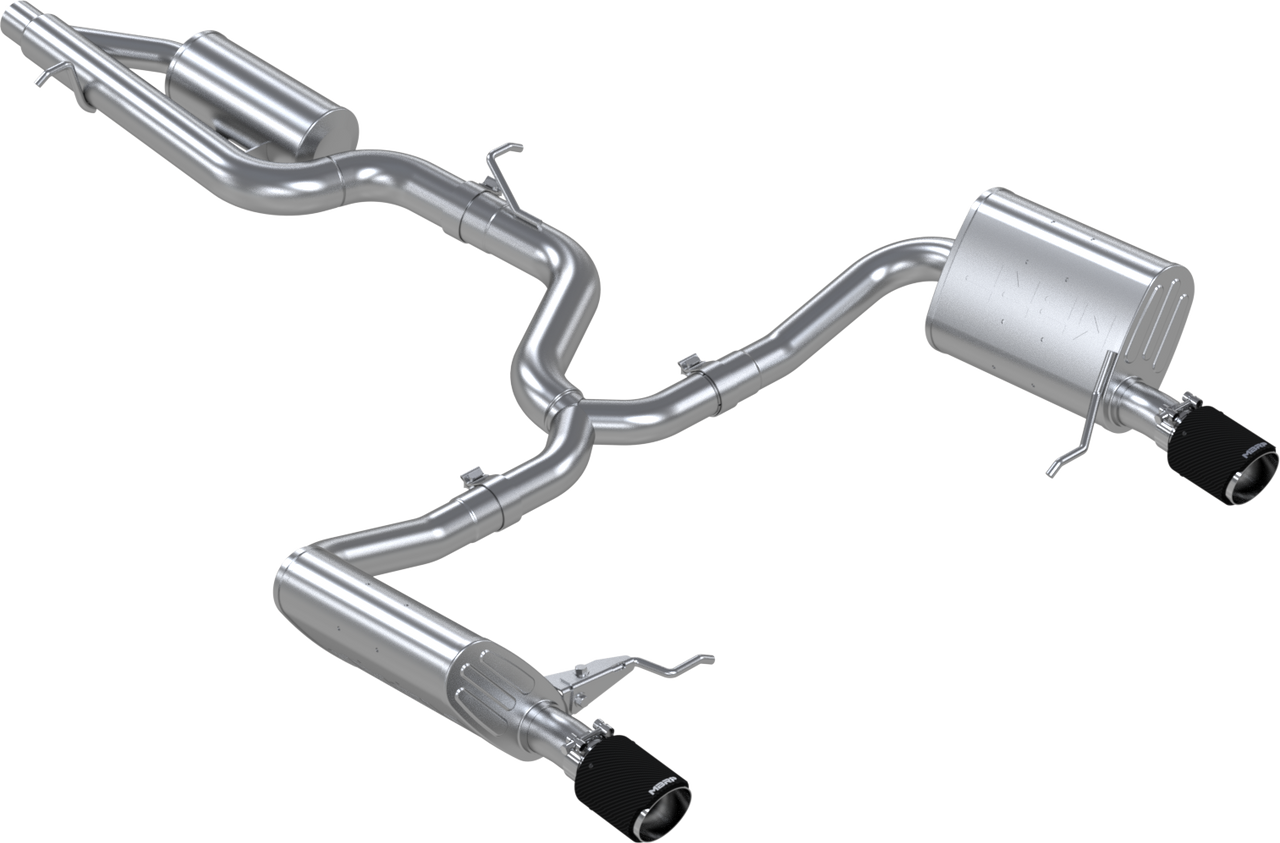 MBRP S46183CF Cat-Back Exhaust for 2017-2019 Volkswagen Golf Sportwagen 1.8T, Tour Profile with T304 Stainless Steel and Carbon Fiber Tips