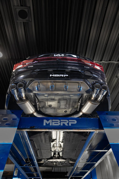 MBRP S47163CF ARMOR Pro 2.5-inch T304 stainless steel cat-back exhaust for 2021-2024 Kia K5 GT with quad carbon fiber tips
