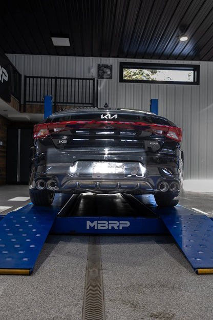 MBRP S4716AL ARMOR Lite 2.5-inch cat-back exhaust for 2021-2024 Kia K5 GT with quad rear exit polished tips