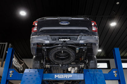 MBRP S5273304 ARMOR Pro 3-inch cat-back exhaust shown installed on 2024-2026 Ford Ranger. Badass exhaust get it here at Elite!