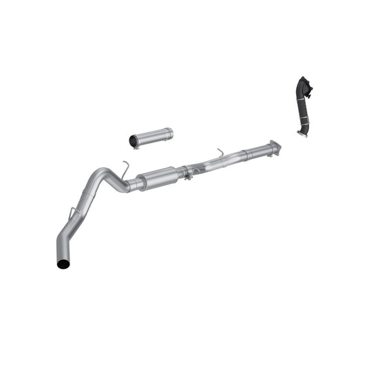MBRP S6001P 4-inch ARMOR Lite cat-back exhaust and CARB-approved downpipe kit for 2001-2004 Chevrolet Silverado and GMC Sierra HD 6.6L Duramax