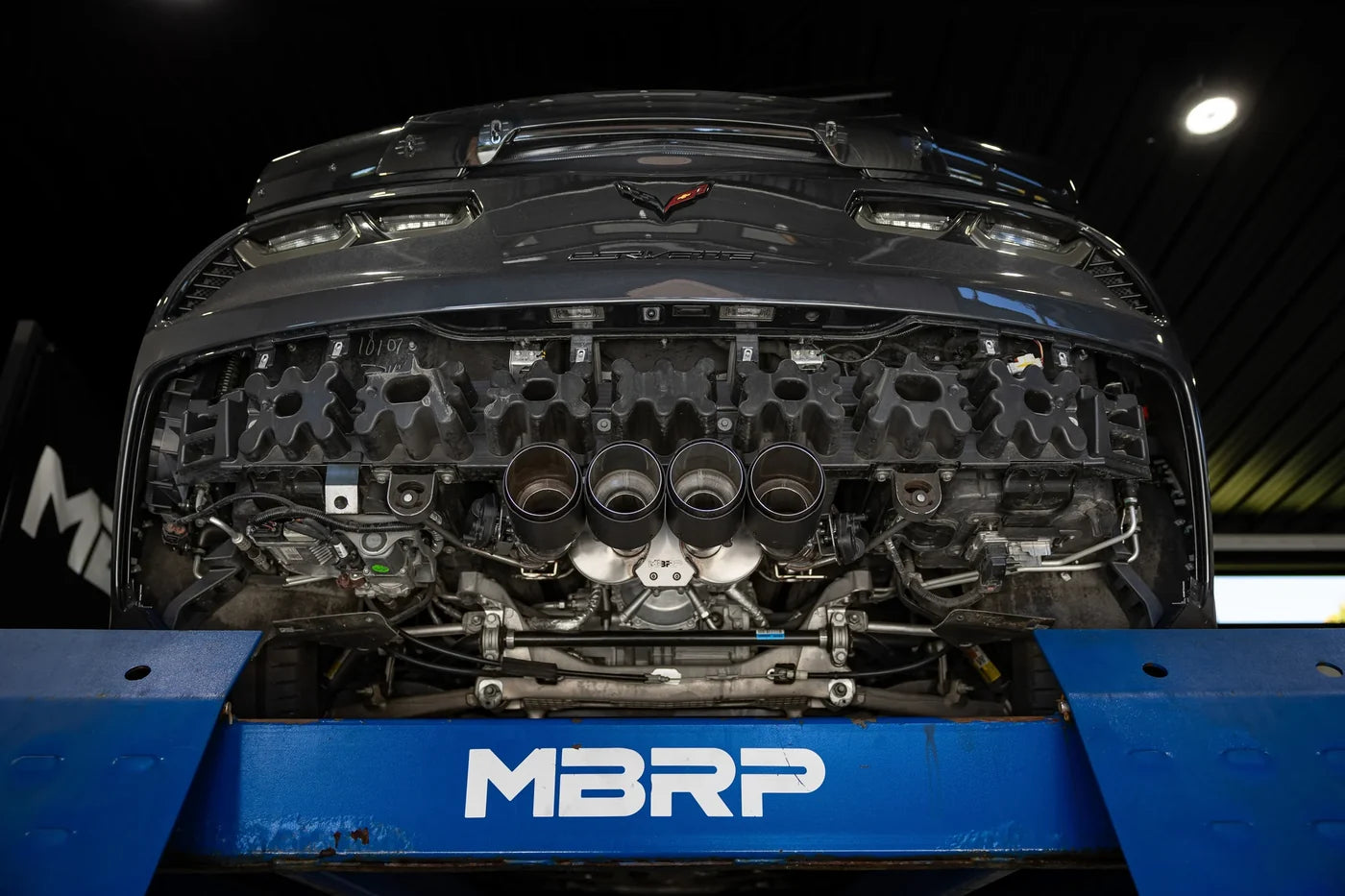 MBRP S70073CF ARMOR Pro 3-inch axle-back exhaust for 2014-2019 Chevrolet Corvette C7 with quad carbon fiber tips