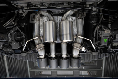 MBRP S70073CF ARMOR Pro 3-inch axle-back exhaust for 2014-2019 Chevrolet Corvette C7 with quad carbon fiber tips