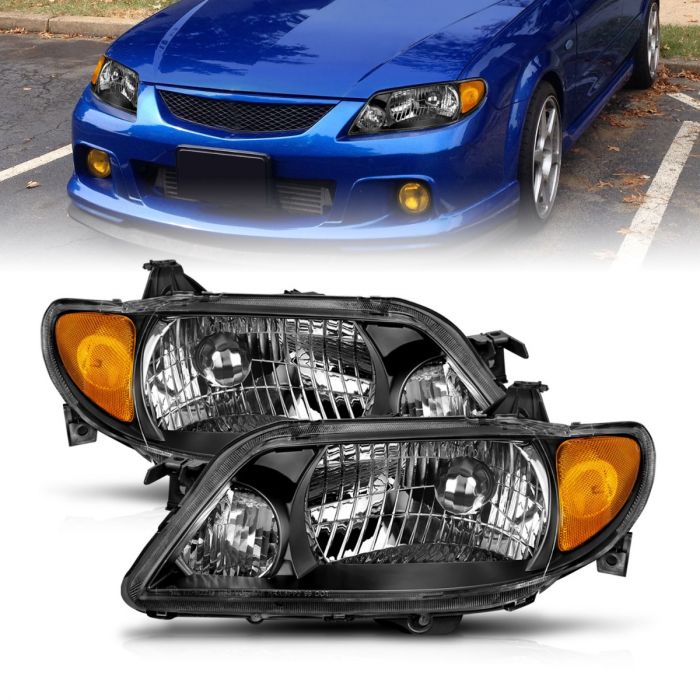 ANZO MAZDA PROTEGE 01-03 CRYSTAL HEADLIGHTS BLACK - 121107