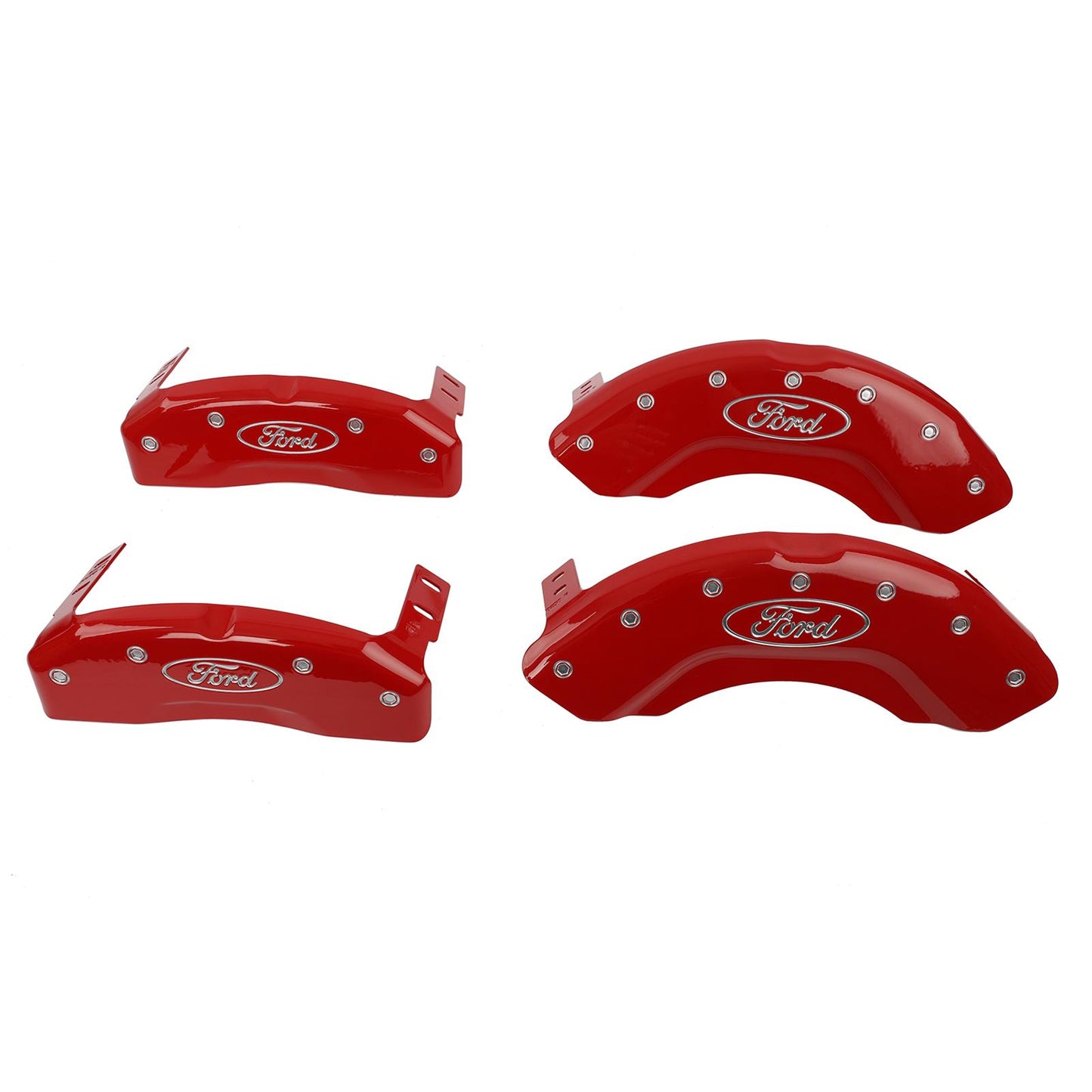 MGP Red Ford Oval Logo Brake Caliper Covers for 2021-2026 Ford F-150 & Expedition - 10256SFRDRD