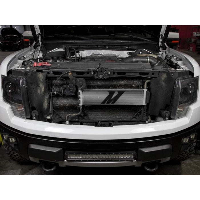 Mishimoto Transmission Coolers MMTC-F150-11SL for Ford F-150 Raptor Expedition and Lincoln Navigator shown installed and fitted on truck