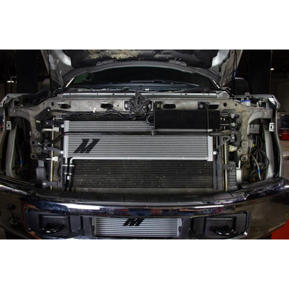 Mishimoto Transmission Coolers MMTC-F2D-17SL for 2017-2019 Ford F-250 and F-350 Super Duty installed on the truck