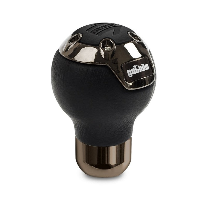 Momo Gotham Shift Knob - Black Leather, Dark Chrome Insert GOTBK1