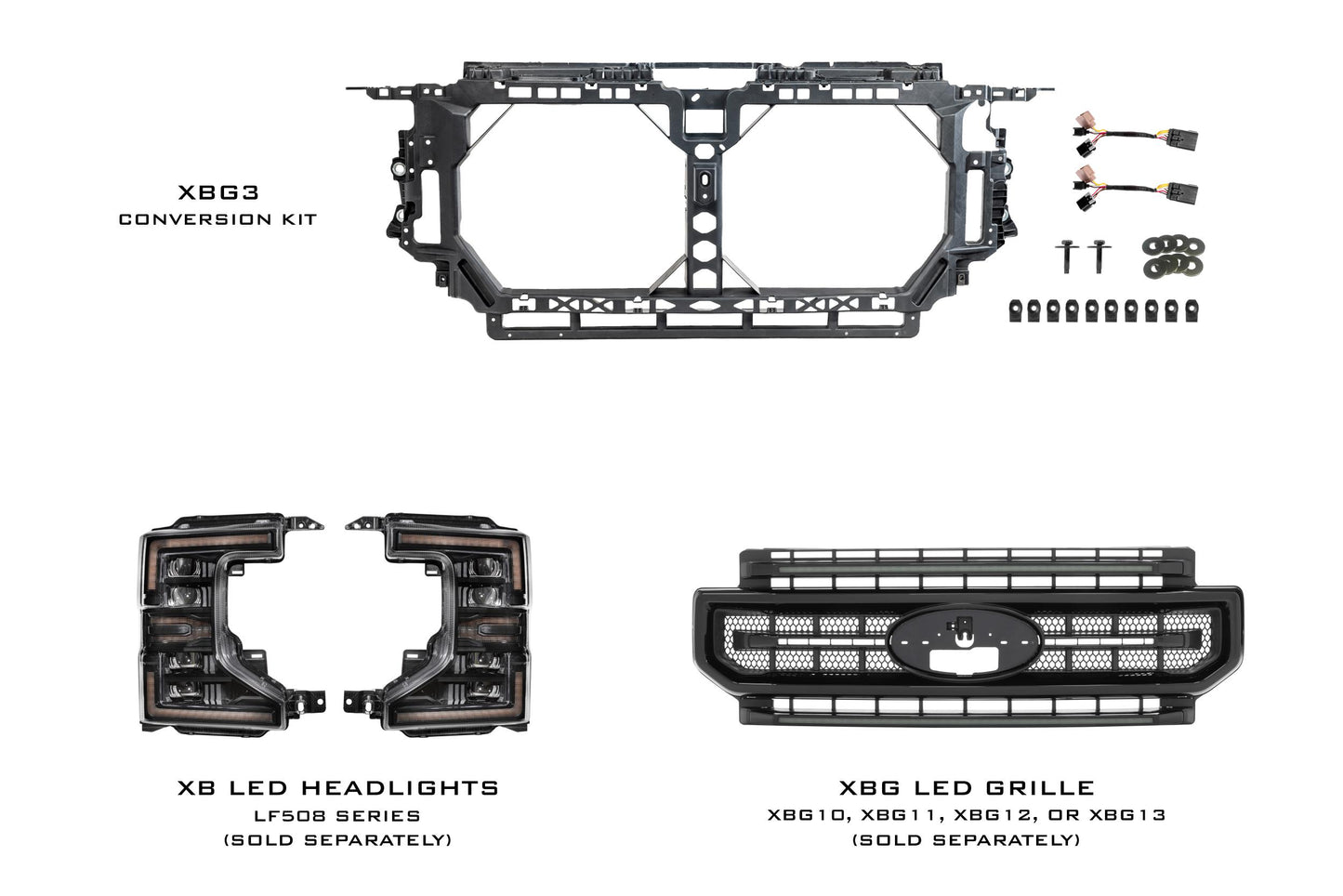 Morimoto 2017-2019 Ford Super Duty Front End Conversion Kit for 2020-2022 XB LED Headlights - XBG3