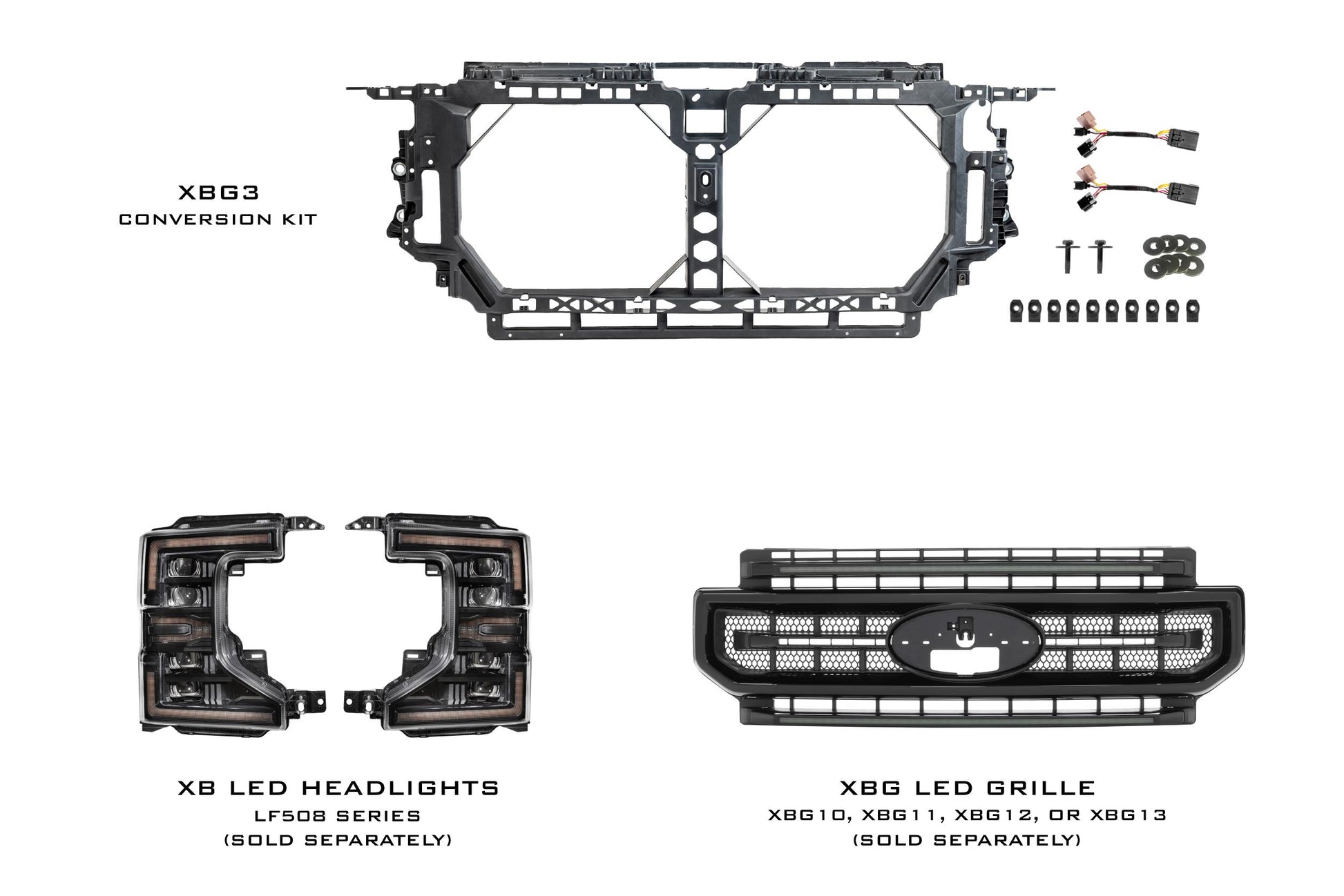 Morimoto 2017-2019 Ford Super Duty Front End Conversion Kit for 2020-2022 XB LED Headlights - XBG3