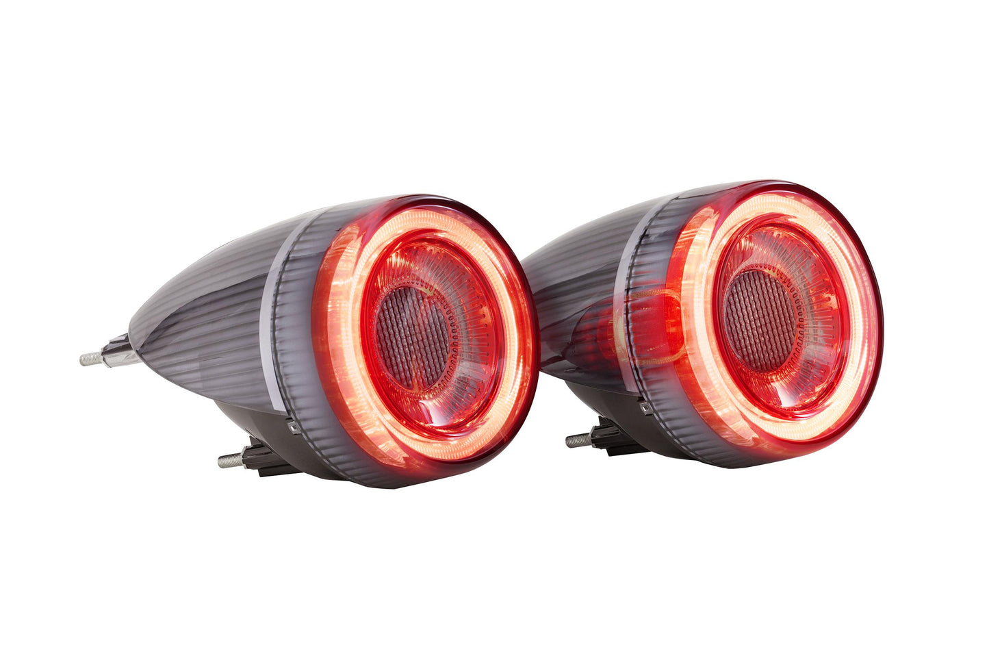 Morimoto LF357 smoked XB LED tail lights for 2005-2010 Ferrari F430 showing red lights