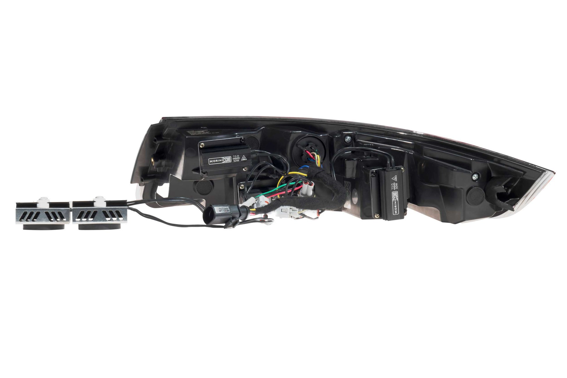 Morimoto LF745 smoked XB LED tail lights for 2005-2008 Porsche 911 997.1 back of tail lights shows plug and play wires