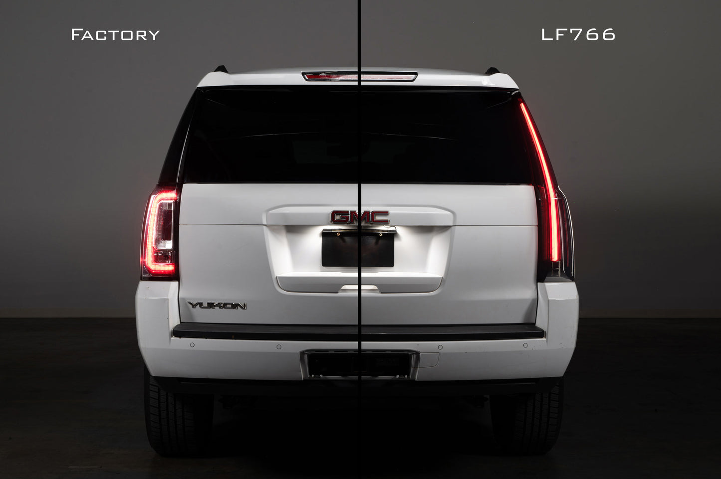 Morimoto LF766 smoked LED tail lights for 2015-2020 GMC Yukon with sequential turn signals compared to stock crappy tail lights