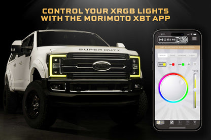 Morimoto LF777 XRGB LED headlights for 2017-2019 Ford Super Duty F250 F350 F450 with RGB DRL app controlled headlights