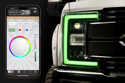 Morimoto LF777 XRGB LED headlights for 2017-2019 Ford Super Duty F250 F350 F450 with RGB DRL bluetooth control function