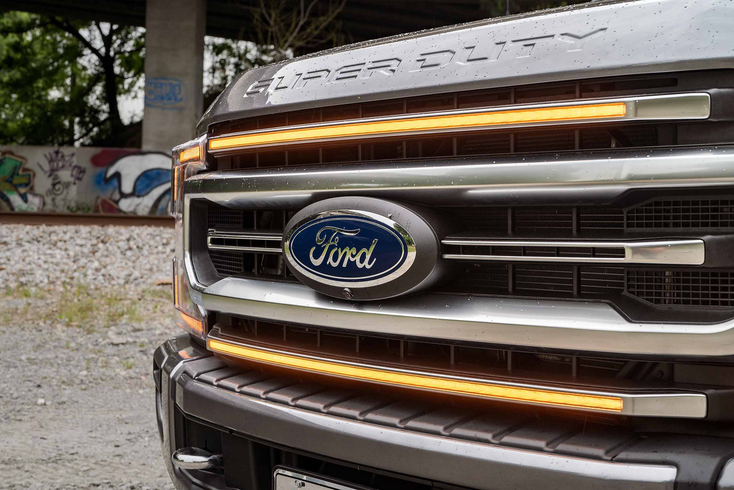 Morimoto XBG13 amber LED grille for 2020-2022 Ford Super Duty F-250 and F-350 installed on truck