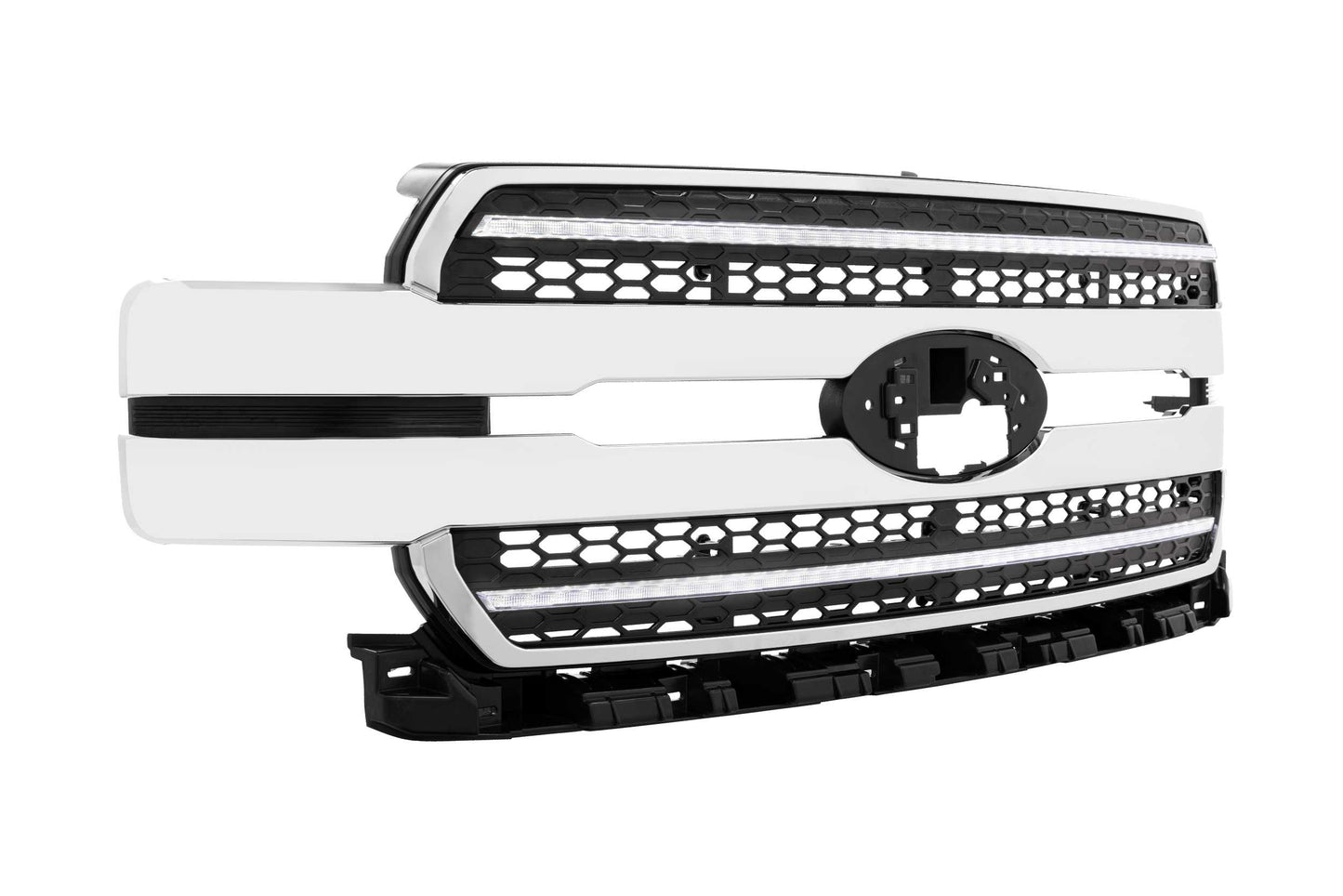 Morimoto XBG17 chrome LED grille with white DRL for 2018-2020 Ford F-150 low beam lights