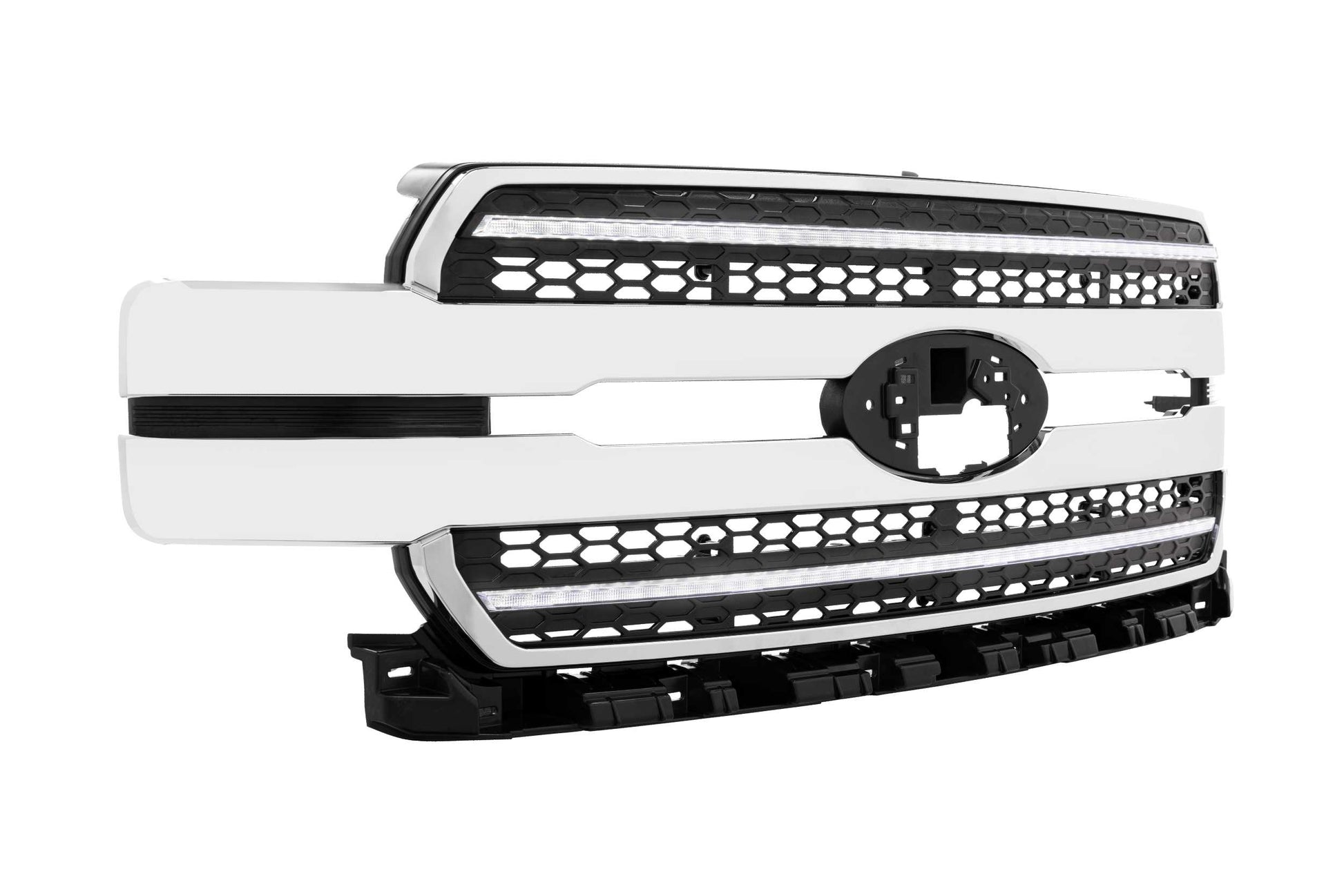Morimoto XBG17 chrome LED grille with white DRL for 2018-2020 Ford F-150 low beam lights