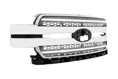 Morimoto XBG17 chrome LED grille with white DRL for 2018-2020 Ford F-150 high beam lights