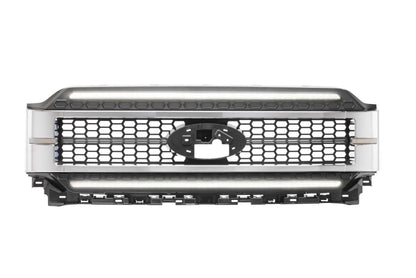 Morimoto XBG23 chrome LED grille with white DRL for 2021-2023 Ford F-150 with lights on