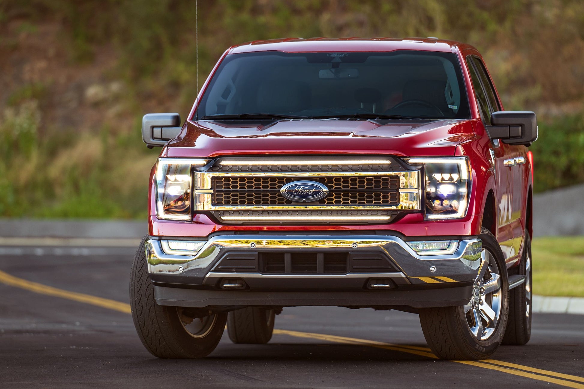 Morimoto XBG23 chrome LED grille with white DRL for 2021-2023 Ford F-150 installed on F150