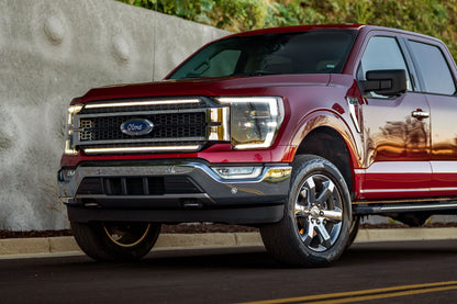 Morimoto XBG23 chrome LED grille with white DRL for 2021-2023 Ford F-150 installed on F150