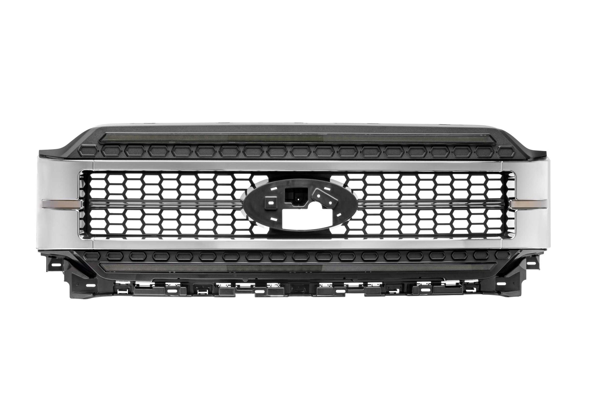 Morimoto XBG23 chrome LED grille with white DRL for 2021-2023 Ford F-150 front view