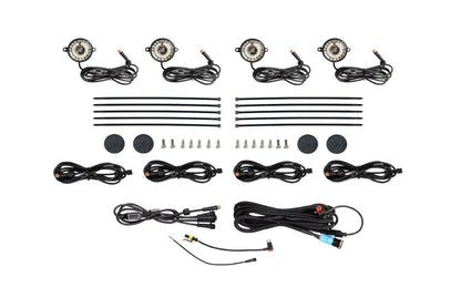 Morimoto XRL05 V2 white LED rock light kit 4 piece universal for trucks jeeps SUVs full kit displays wheel well lights and hardware
