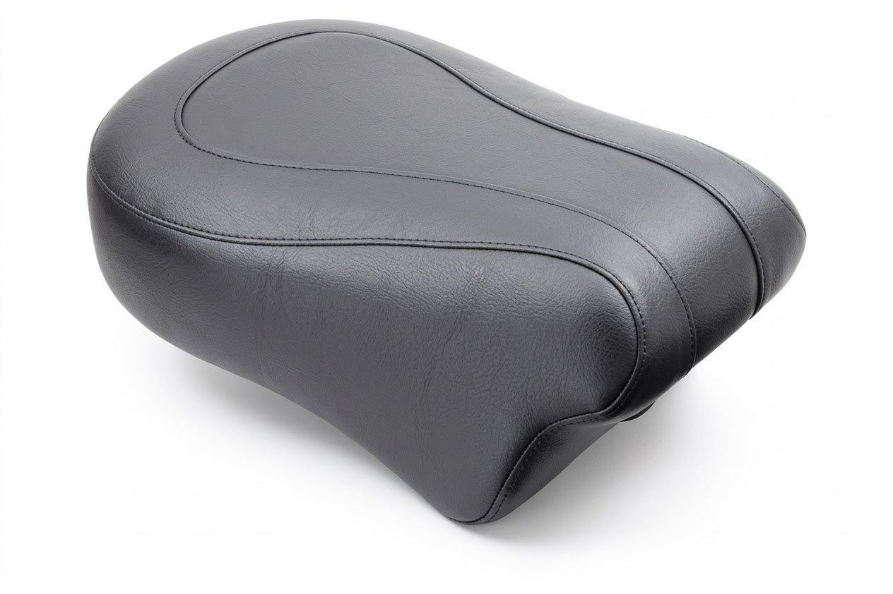 Mustang 76109 9 Inch Black Smooth Passenger Seat for Harley Davidson Dyna 2006-2017