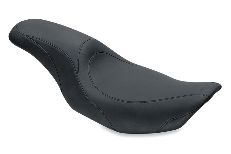 Mustang 76588 Tripper Fastback One-Piece Black Seat Smooth Stitch for Harley Road King and Street Glide
