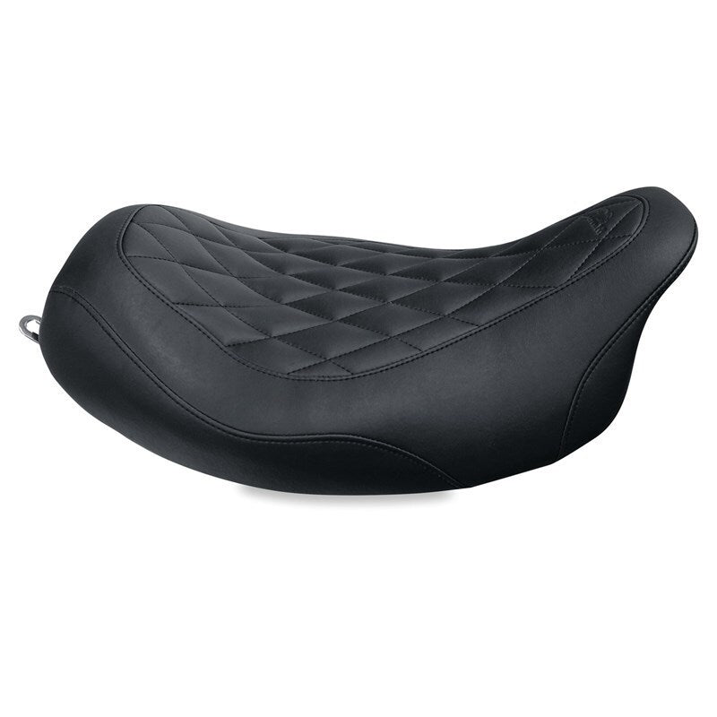 Mustang 76694 Wide Solo Driver Seat with Backrest Diamond Stitch for Harley Touring 2008-2025