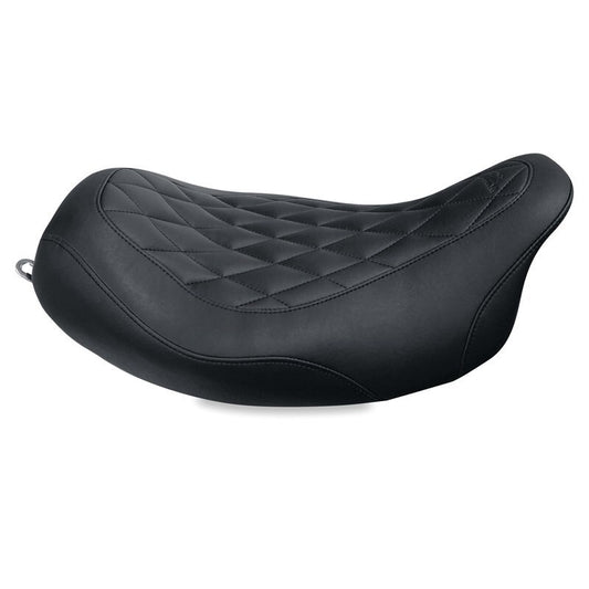 Mustang 76694 Wide Solo Driver Seat with Backrest Diamond Stitch for Harley Touring 2008-2025