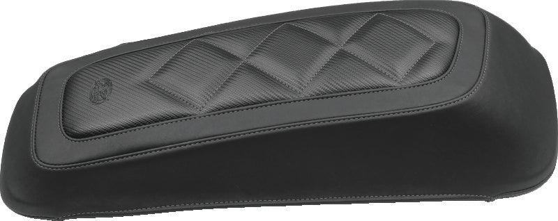 Mustang 77643 Carbon Fiber Style Saddlebag Lid Covers Black with Gunmetal Stitch for Harley Touring