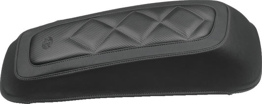 Mustang 77643 Carbon Fiber Style Saddlebag Lid Covers Black with Gunmetal Stitch for Harley Touring