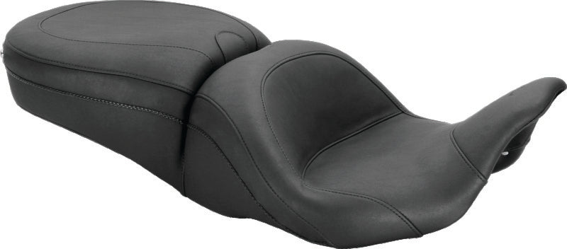 Mustang 79700 LowDown One-Piece Black Seat with Backrest Receiver for Harley Touring 2008-2025