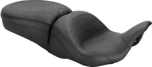 Mustang 79700 LowDown One-Piece Black Seat with Backrest Receiver for Harley Touring 2008-2025
